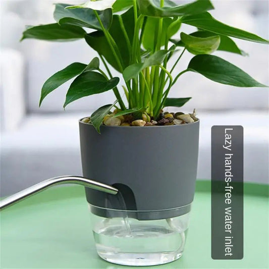 Transparante Zelfbewaterende Bloempot – Dubbele Laag – Indoor Plantenpot met Waterabsorptie Katoentouw - Bivakshop