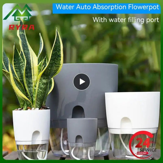 Transparante Zelfbewaterende Bloempot – Dubbele Laag – Indoor Plantenpot met Waterabsorptie Katoentouw - Bivakshop