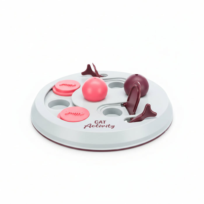 Trixie - Cat Activity Flip Board - Intelligentiespel Niveau 2 - Bes / Roze / Lichtgrijs - 23 x 23 cm - Bivakshop