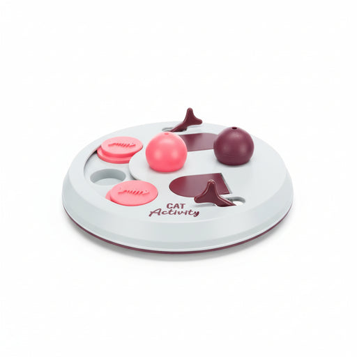 Trixie - Cat Activity Flip Board - Intelligentiespel Niveau 2 - Bes / Roze / Lichtgrijs - 23 x 23 cm - Bivakshop