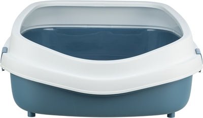 Trixie - Kattenbak Primo XXL Met Rand Blauw/Wit - 71x56x25 cm - Extra Groot - Bivakshop