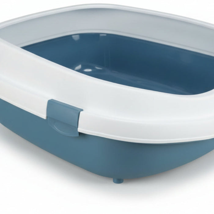 Trixie - Kattenbak Primo XXL Met Rand Blauw/Wit - 71x56x25 cm - Extra Groot - Bivakshop