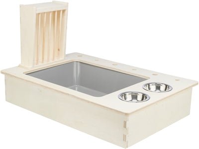 Trixie - Voederstation - Met Voerbak, Waterbak & Hooiruif (70x47x41cm) - Bivakshop