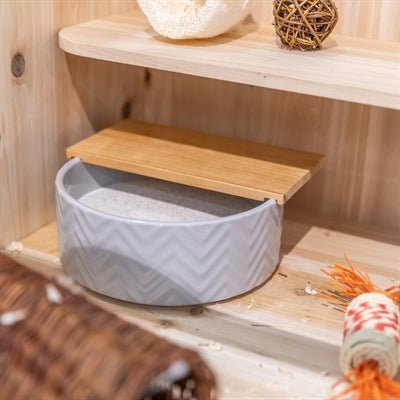 Trixie - Zandbad Met Platform Muizen/Hamsters - Keramiek/Hout 24x24 cm/25x9 cm - Bivakshop