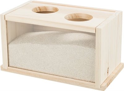 Trixie - Zandbad Voor Muizen / Hamsters - Houten Observatiebad (20x12x12 cm) - Bivakshop