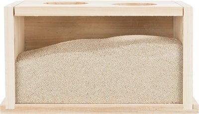Trixie - Zandbad Voor Muizen / Hamsters - Houten Observatiebad (20x12x12 cm) - Bivakshop