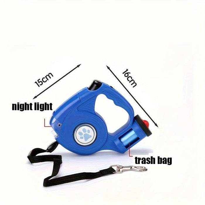 Uittrekbare hondenriem – Met lampje & afvalbakje – Inclusief zakjes - Bivakshop