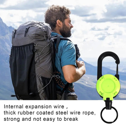 Uittrekbare sleutelhouder met karabijnhaak – Compact en anti - verlies ontwerp voor camping en dagelijks gebruik - Bivakshop