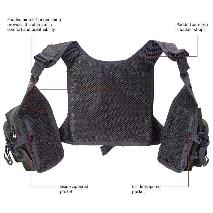 Ultralicht Vliegvisvest Bassdash FV08 – Chest Pack & Verstelbaar (Unisex) - Bivakshop