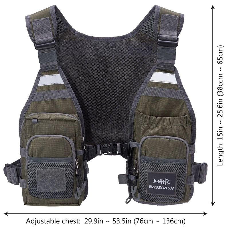 Ultralicht Vliegvisvest Bassdash FV08 – Chest Pack & Verstelbaar (Unisex) - Bivakshop