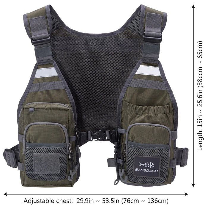 Ultralicht Vliegvisvest Bassdash FV08 – Chest Pack & Verstelbaar (Unisex) - Bivakshop