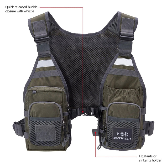 Ultralicht Vliegvisvest Bassdash FV08 – Chest Pack & Verstelbaar (Unisex) - Bivakshop