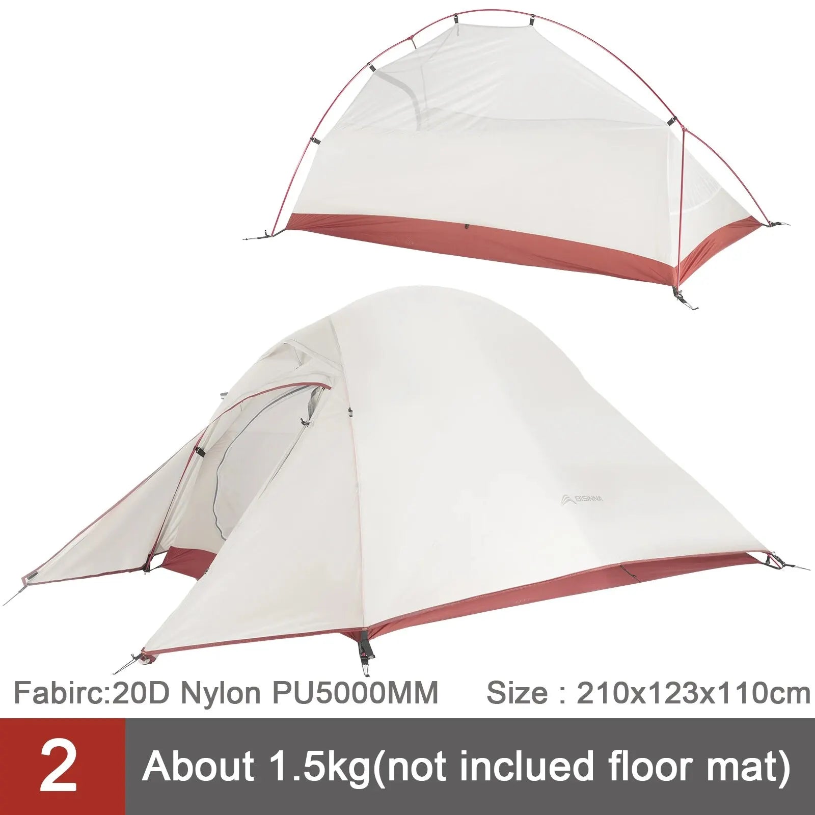 Ultralichte trekkingtent – 2 - persoons waterdichte tent van nylon voor hiking & fietsen - Bivakshop