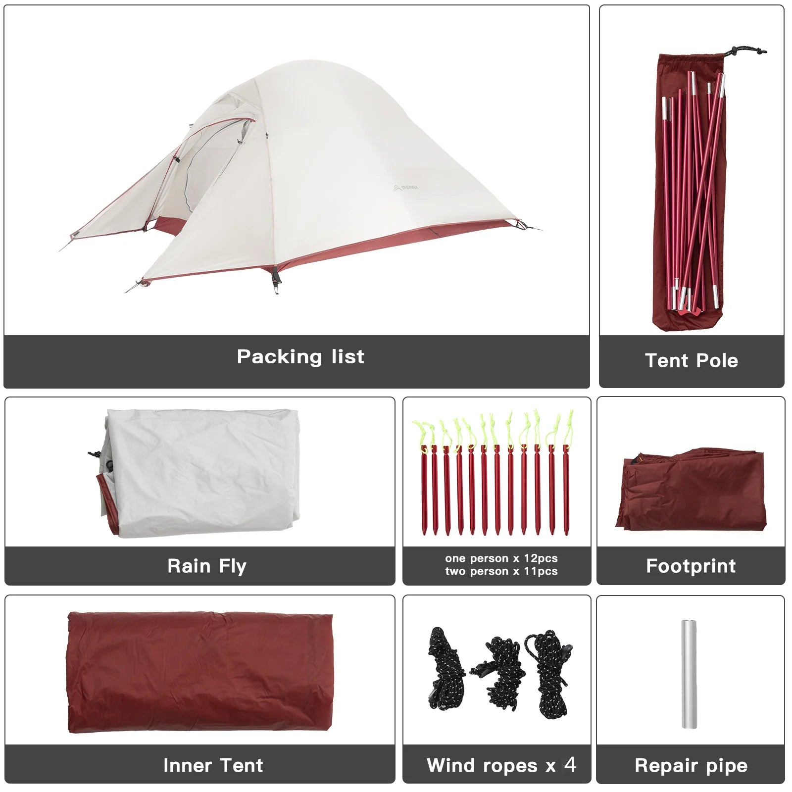 Ultralichte trekkingtent – 2 - persoons waterdichte tent van nylon voor hiking & fietsen - Bivakshop