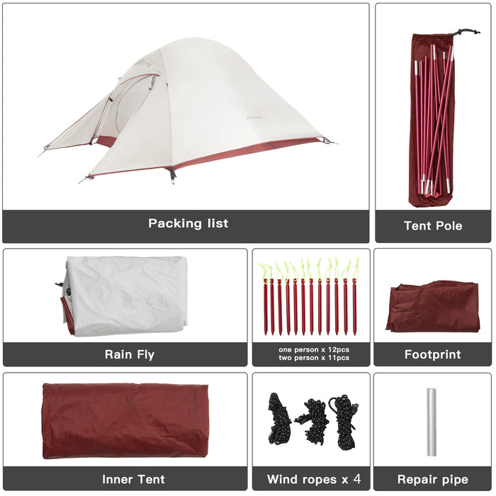 Ultralichte trekkingtent – 2 - persoons waterdichte tent van nylon voor hiking & fietsen - Bivakshop