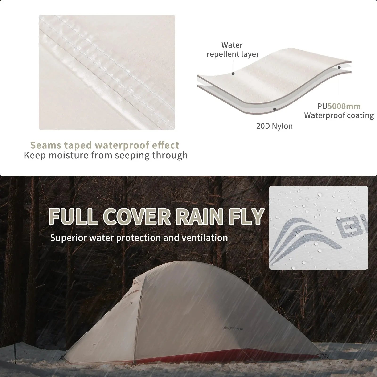 Ultralichte trekkingtent – 2 - persoons waterdichte tent van nylon voor hiking & fietsen - Bivakshop