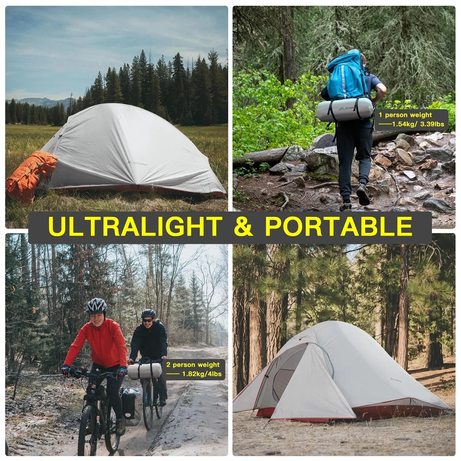 Ultralichte trekkingtent – 2 - persoons waterdichte tent van nylon voor hiking & fietsen - Bivakshop