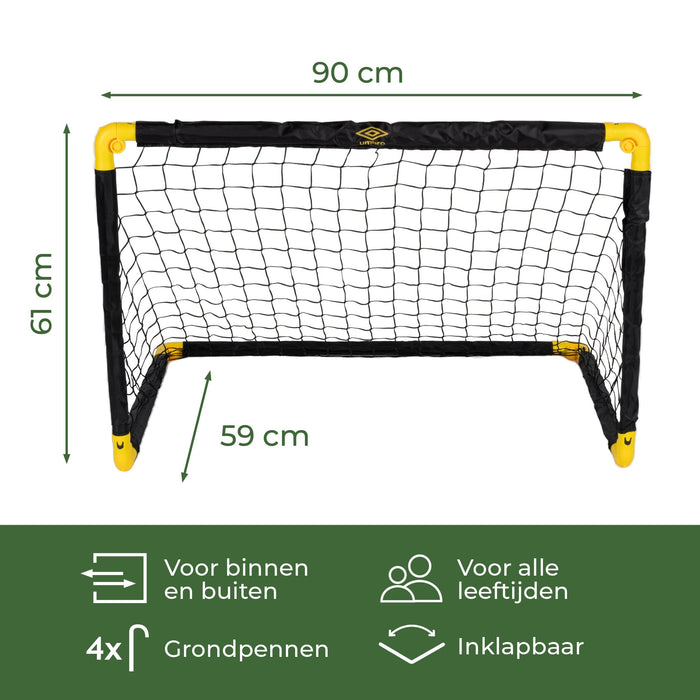Umbro - Compact Voetbaldoel – 90 x 60,5 x 61 cm – Draagbaar Trainingsdoel voor Kinderen - Bivakshop