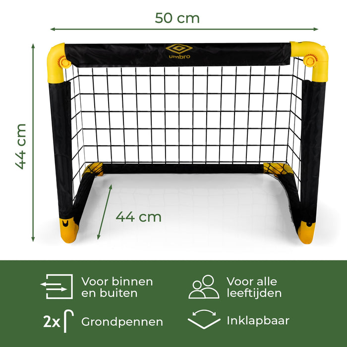 Umbro - Mini Voetbaldoeltje – 50 x 44 x 44 cm – Compact & Draagbaar – Ideaal voor Techniek - Bivakshop