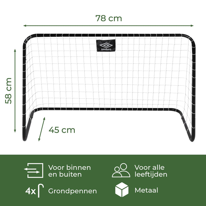Umbro - Mini Voetbaldoeltjes – Set van 2 – 78 x 56 cm – Compact & Draagbaar - Bivakshop
