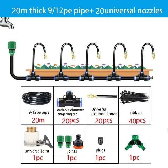 Universeel automatisch irrigatiesysteem - 5 - 20M - Roterende koperen spuit voor tuin & balkon - Bivakshop