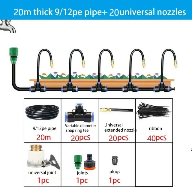Universeel automatisch irrigatiesysteem - 5 - 20M - Roterende koperen spuit voor tuin & balkon - Bivakshop