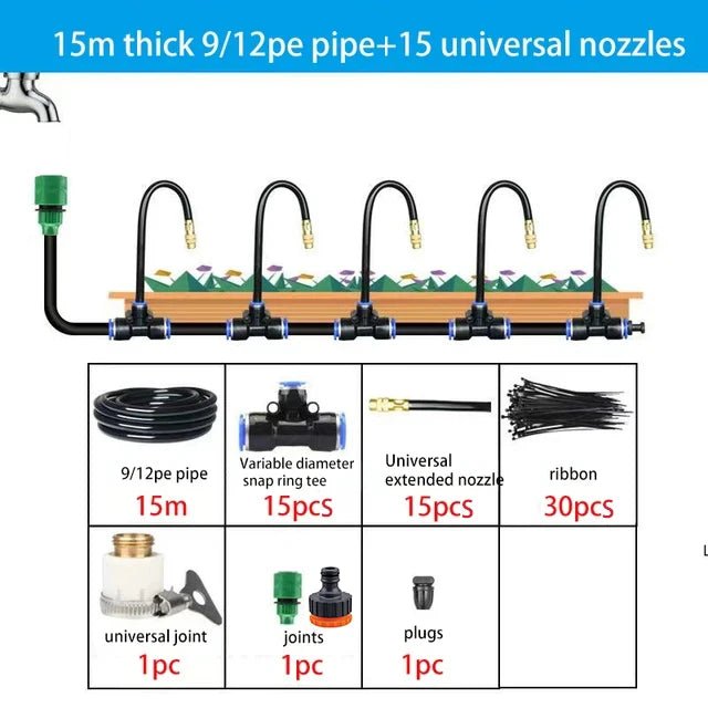 Universeel automatisch irrigatiesysteem - 5 - 20M - Roterende koperen spuit voor tuin & balkon - Bivakshop