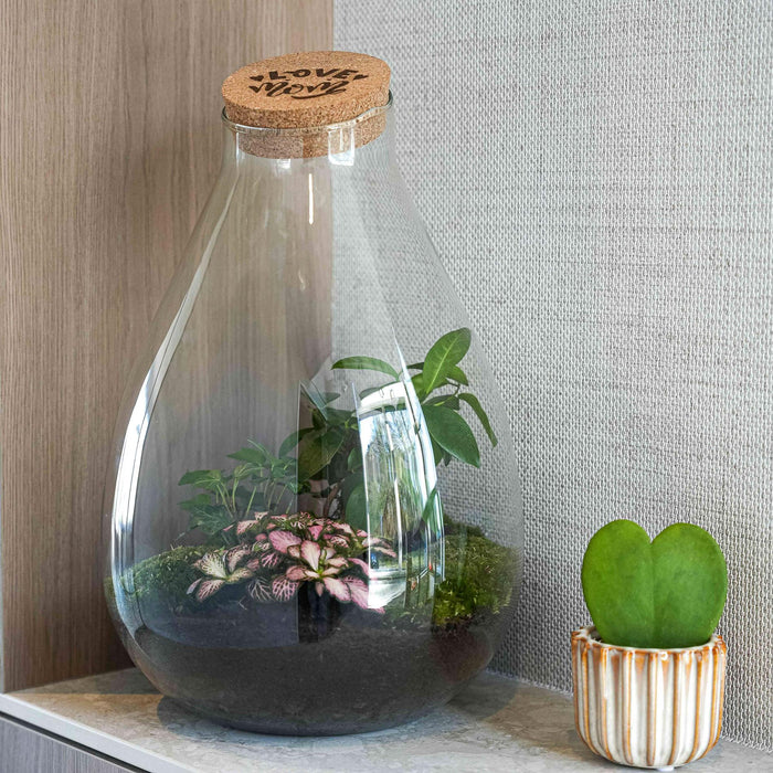 Urbanjngl - Love Mom Terrarium Drop XL - Ø 24 cm - 37 cm - Moederdag Cadeau - Bivakshop