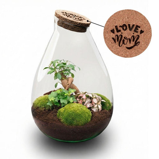 Urbanjngl - Love Mom Terrarium Drop XL - Ø 24 cm - 37 cm - Moederdag Cadeau - Bivakshop