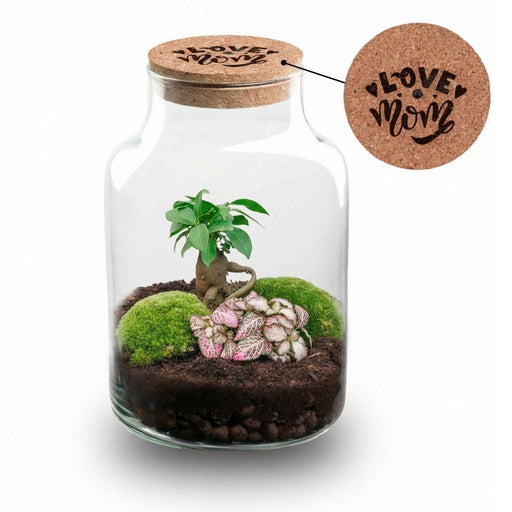 Urbanjngl - Love Mom Terrarium Little Milky - LED Verlichting - Ø 17 cm - 25 cm - Moederdag Cadeau - Bivakshop