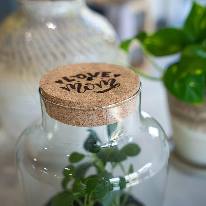 Urbanjngl - Love Mom Terrarium Little Milky - LED Verlichting - Ø 17 cm - 25 cm - Moederdag Cadeau - Bivakshop