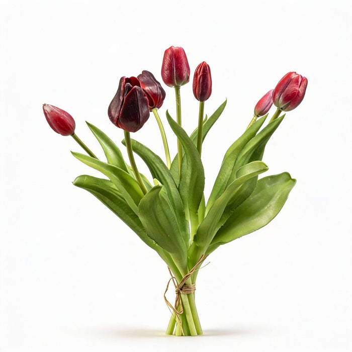 Urbanjngl – Tulpenboeket Real Touch – 7 Kunsttulpen – Diep Rood (42 cm) - Bivakshop