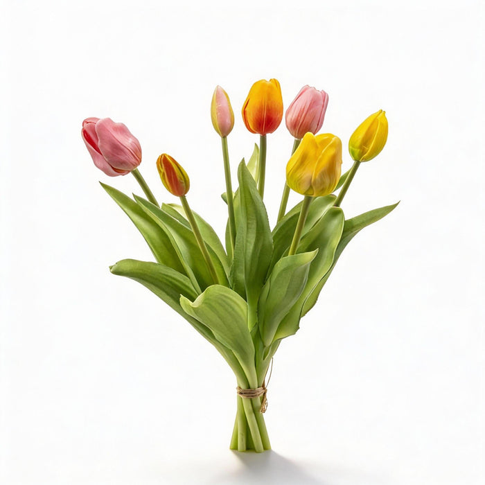 Urbanjngl – Tulpenboeket Real Touch – 7 Kunsttulpen – Vrolijke Mix (42 cm) - Bivakshop