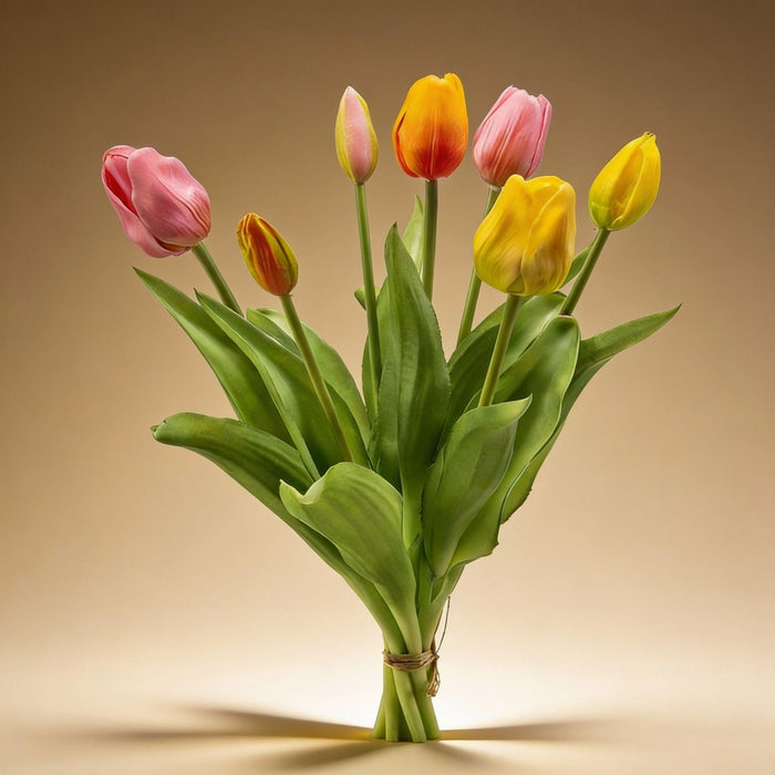 Urbanjngl – Tulpenboeket Real Touch – 7 Kunsttulpen – Vrolijke Mix (42 cm) - Bivakshop