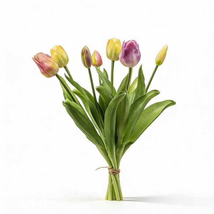 Urbanjngl – Tulpenboeket Real Touch – 7 Kunsttulpen – Zachte Lente (42 cm) - Bivakshop