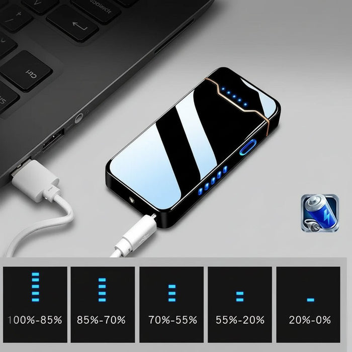 USB - Oplaadbare Plasma - Aansteker – Metalen Design – Windbestendig & Batterijdisplay - Bivakshop