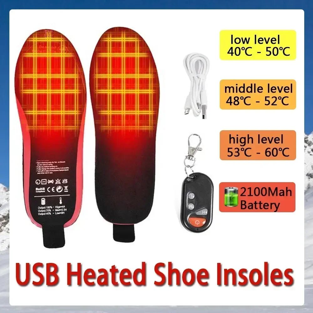 USB verwarmde schoenzolen - Draadloos, verstelbare temperatuur - Elektrische thermische inlegzolen - Bivakshop