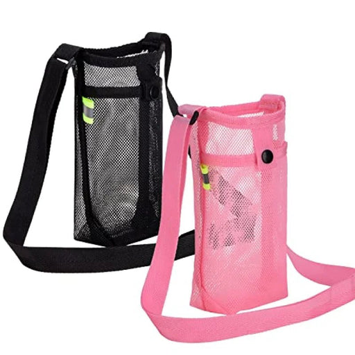 Verstelbare mesh waterfles houder met schouderriem - Lichtgewicht drankhouder voor wandelen, hardlopen & outdooractiviteiten - Bivakshop