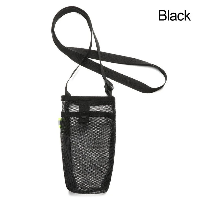 Verstelbare mesh waterfles houder met schouderriem - Lichtgewicht drankhouder voor wandelen, hardlopen & outdooractiviteiten - Bivakshop