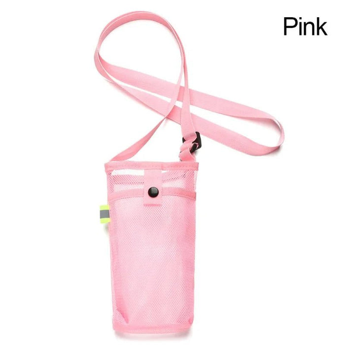 Verstelbare mesh waterfles houder met schouderriem - Lichtgewicht drankhouder voor wandelen, hardlopen & outdooractiviteiten - Bivakshop