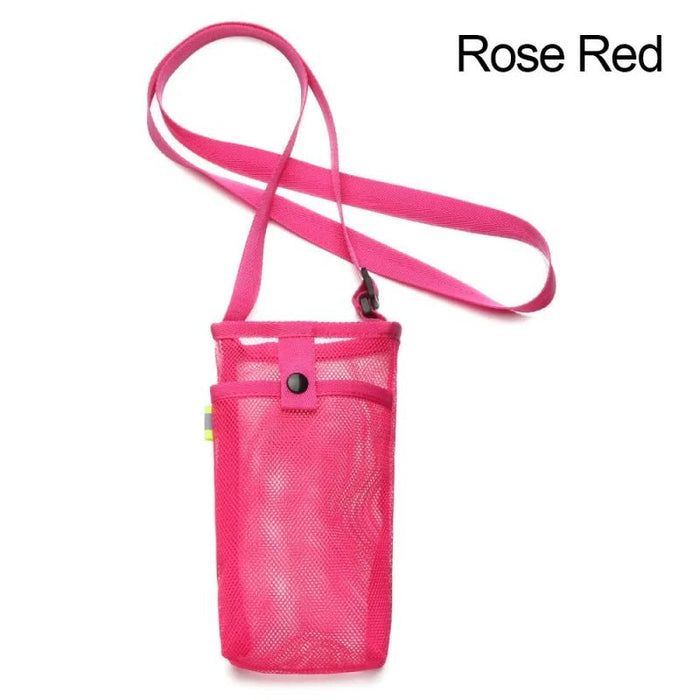 Verstelbare mesh waterfles houder met schouderriem - Lichtgewicht drankhouder voor wandelen, hardlopen & outdooractiviteiten - Bivakshop