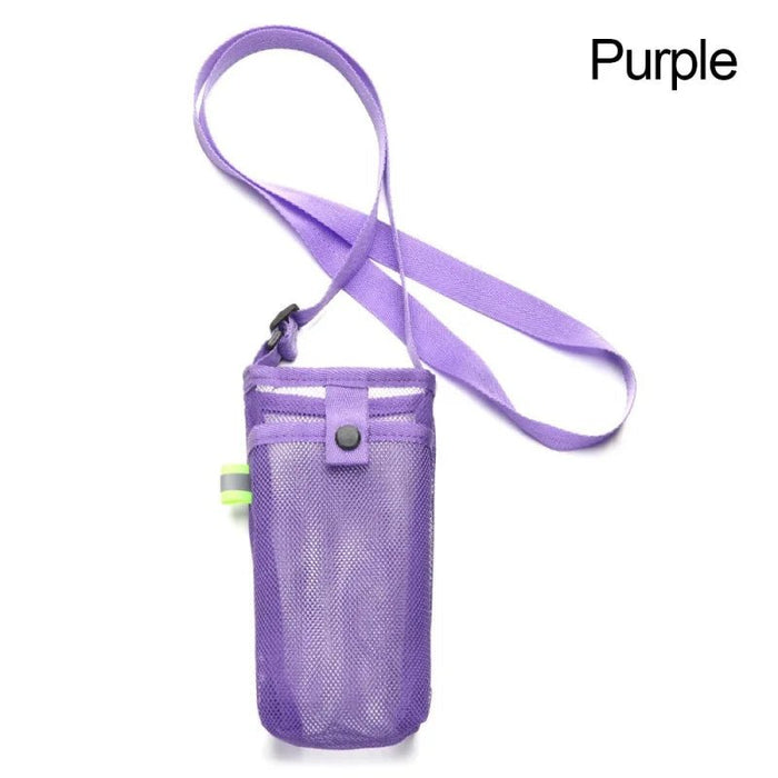 Verstelbare mesh waterfles houder met schouderriem - Lichtgewicht drankhouder voor wandelen, hardlopen & outdooractiviteiten - Bivakshop