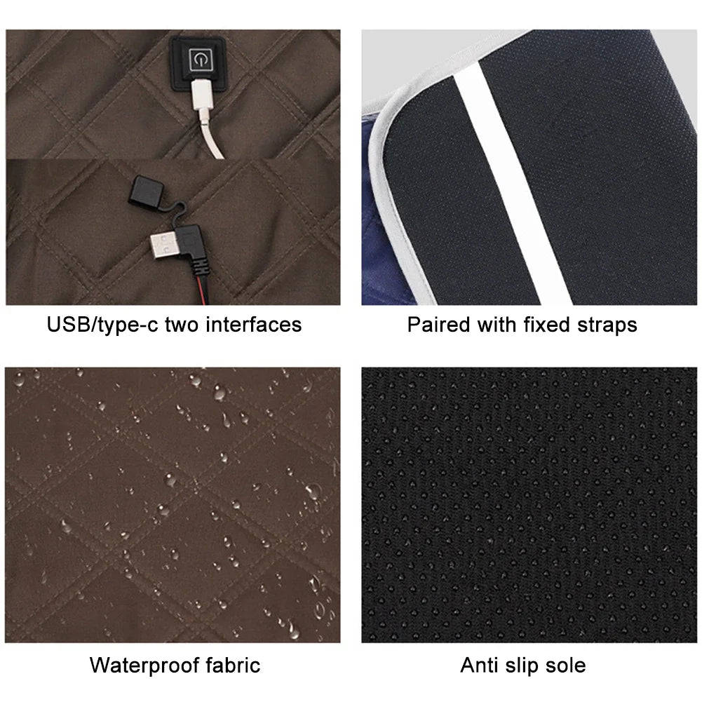 Verwarmd Zitkussen – 4 Verwarmingszones – USB/Type - C Oplaadbaar – Instelbare Warmtestanden – Winter Camping Stoelkussen - Bivakshop