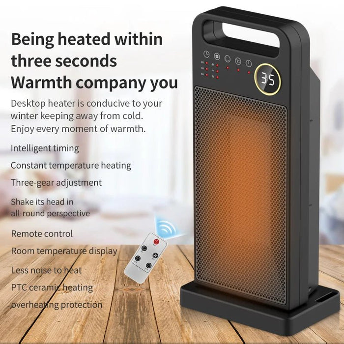 Verwarmer voor kamer - Afstandsbediening, touchscreen, verticale 120 graden - Bivakshop