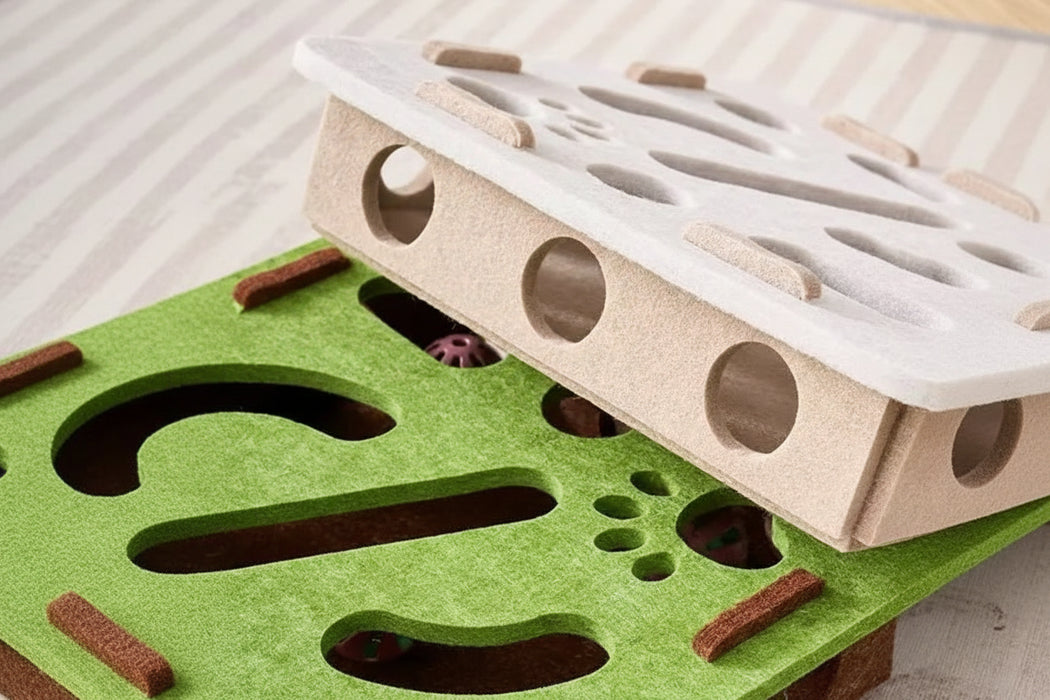 Interactief vilten doolhof voor katten niveau 1