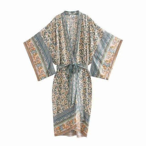 Vintage Chique Dames Floral Print - Batwing Mouw - Strand Boho Kimono Jurk - Bivakshop