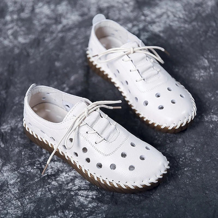 Vintage dames loafers - Met zachte zool holle details - En vetersluiting - Bivakshop
