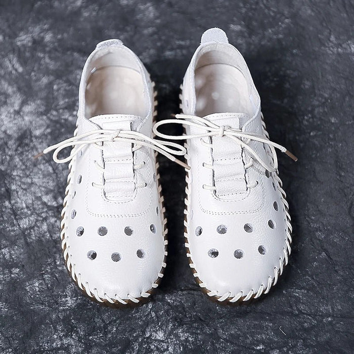 Vintage dames loafers - Met zachte zool holle details - En vetersluiting - Bivakshop