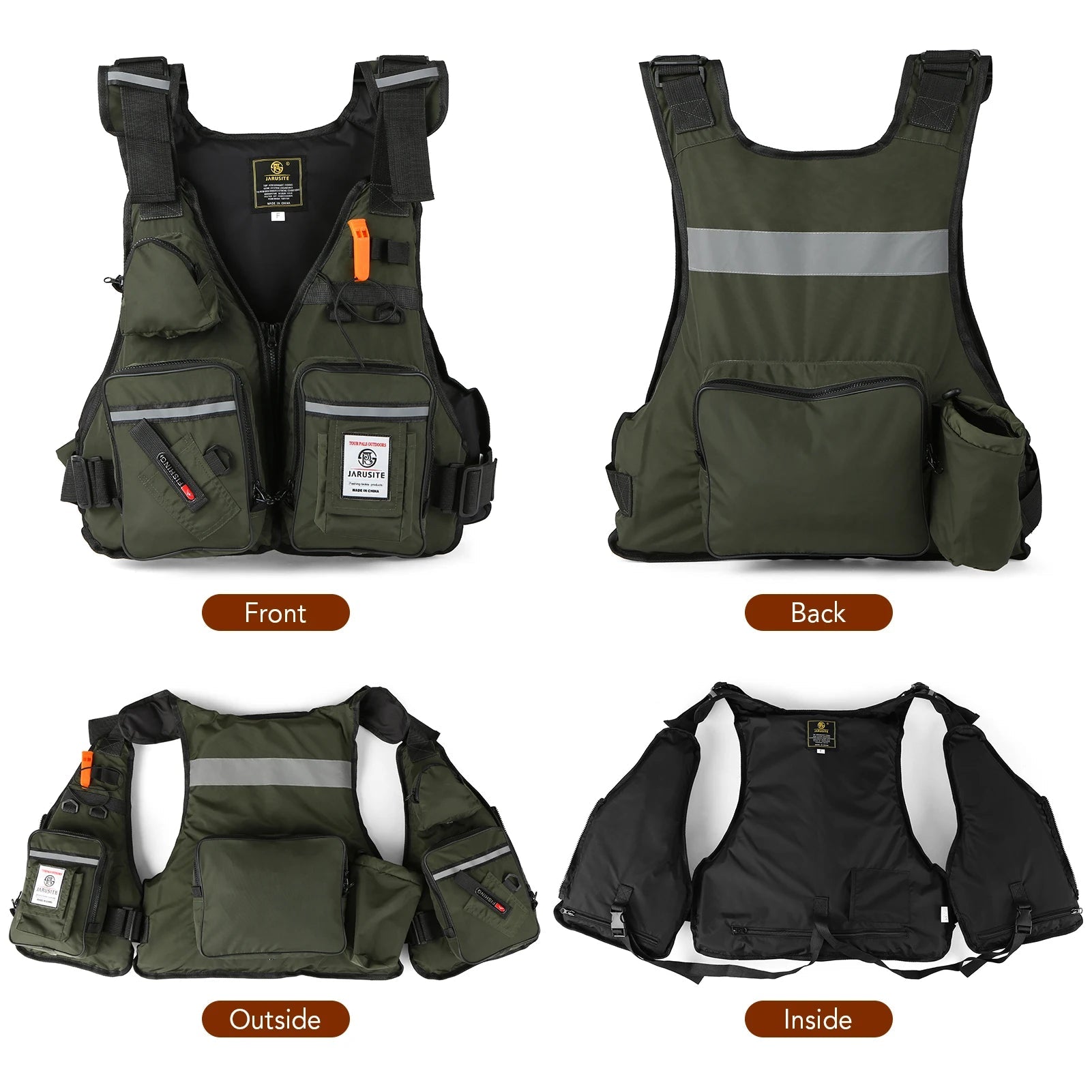 Vismuil multi - pocket drijfvest – Waterdichte kayak & visgilet met fleshouder - Bivakshop