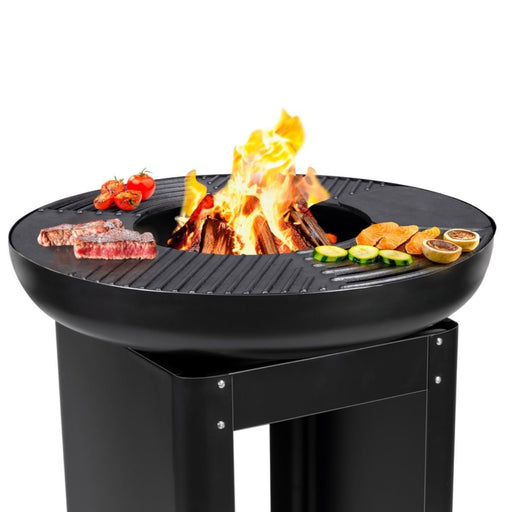 Alpina buitenhaard en BBQ grill Ø61 cm met houtopslag